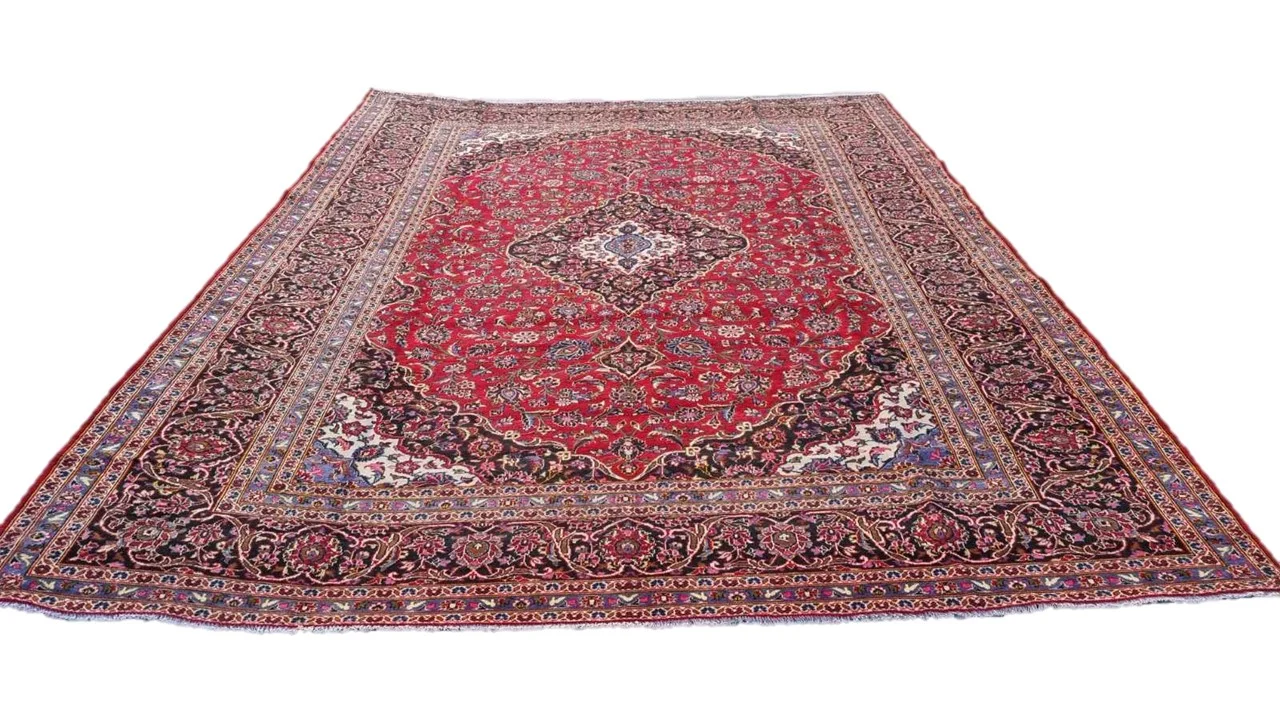 Vintage Persian Kashan Carpet 400cm x 300cm Traditional Design