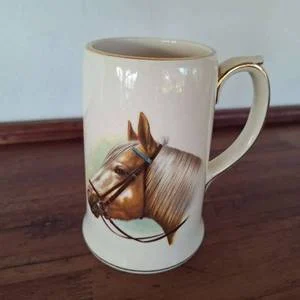 Vintage Sadler England Ceramic Horse Portrait Beer Stein / Tankard